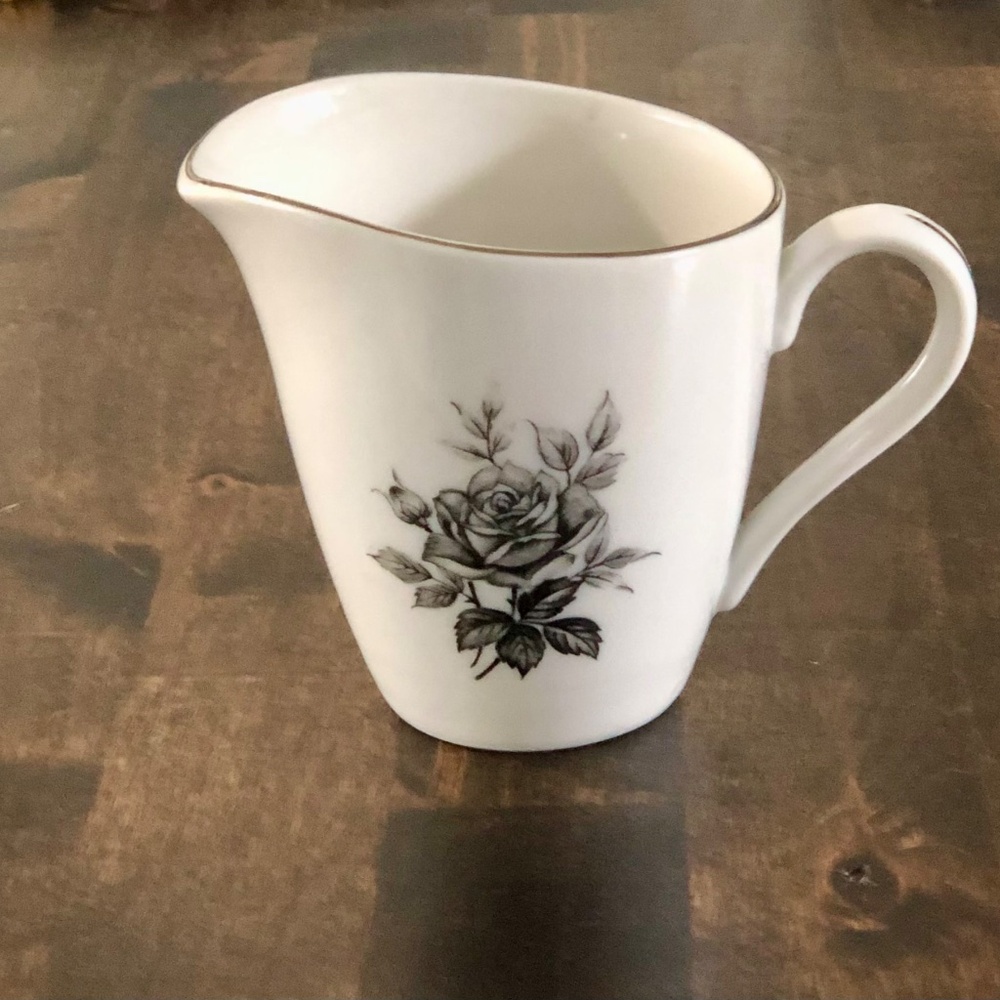 Vintage 1950’s Platinum ‘Rose Rhapsody’ Cream Server by Castlecourt Fina China